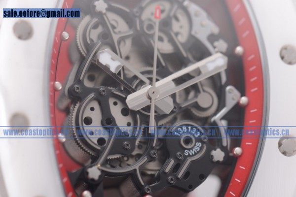 Richard Mille RM 055 Best Replica Watch Steel Skeleton Red Rubber